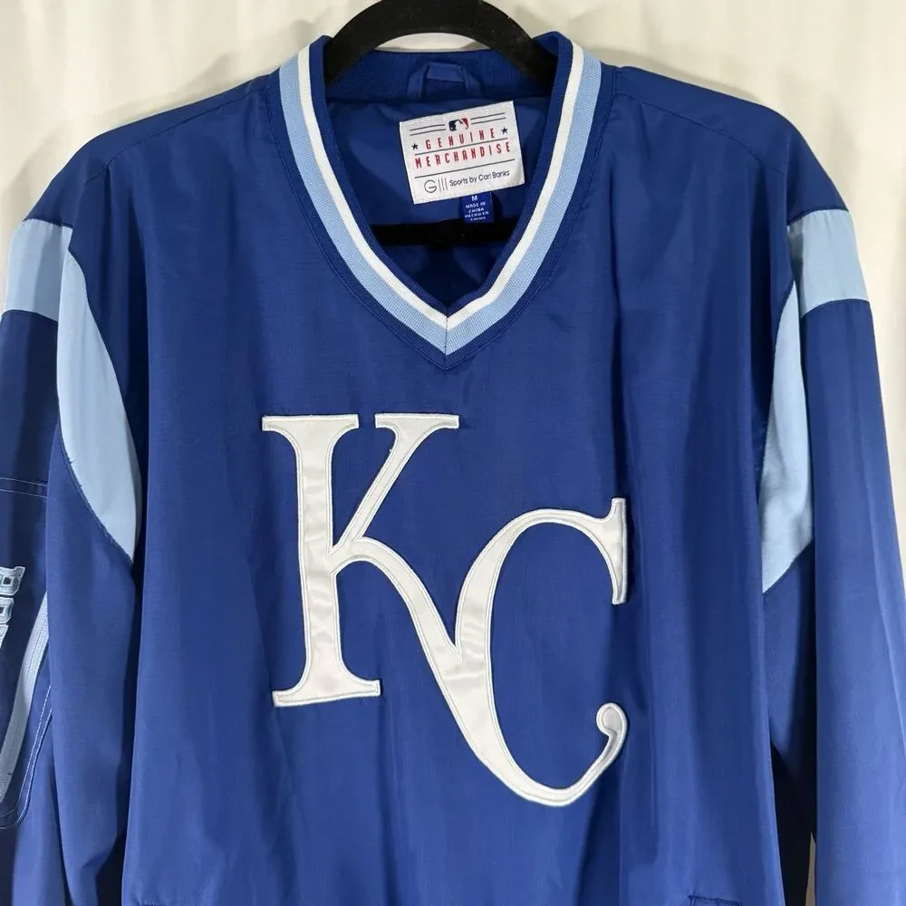 Kansas City Royals Windbreaker Men's Medium Blue Vneck Pullover GIII Carl Banks